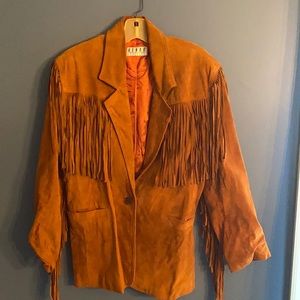 Vintage Kenar Leather Jacket with Fringe
